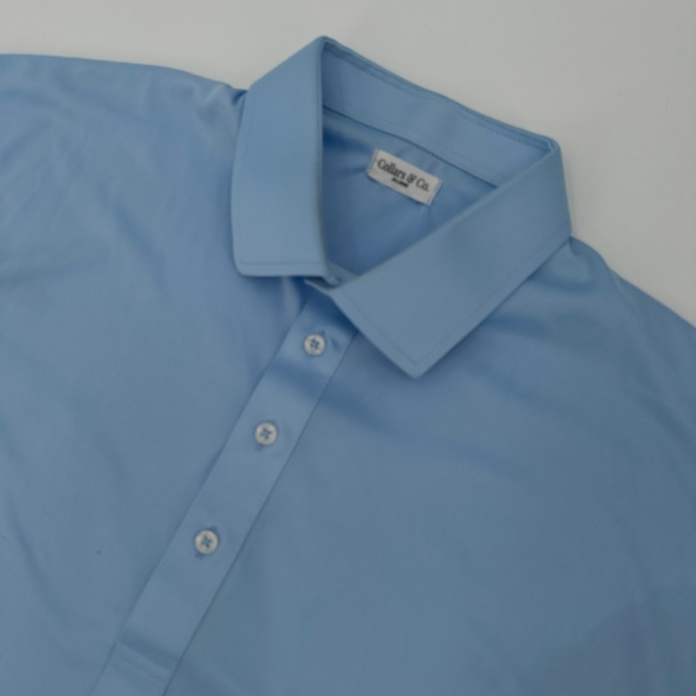 Collars & Co Mens Dress Collar Polo Shirt Blue 2X-Large 100%‎ Polyester